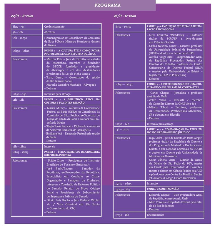 Programação XIII Seminário Ética na Gestão 1